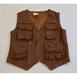 Cosplay Boys Vest 4-6 Yrs Faux Brown Leather Fisherman Jurassic Park Zoo Keeper
